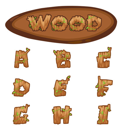 Illustration Isolated Alphabet Letter wood concept vectorのイラスト素材