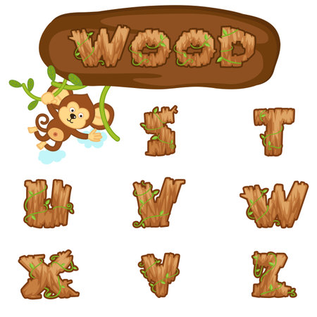 Illustration Isolated Alphabet Letter wood concept vectorのイラスト素材