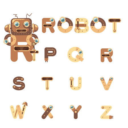Illustration Isolated Alphabet Letter robot concept vectorのイラスト素材