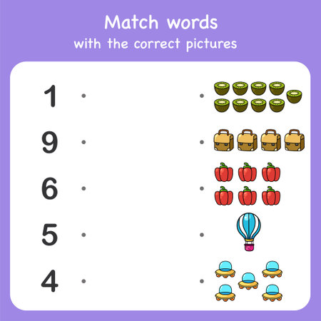 match words with pictures. Educational worksheet for preschoolのイラスト素材