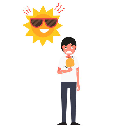 Heat stroke man vector illustrationのイラスト素材
