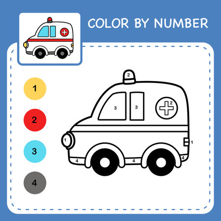Color by number worksheet for kids learning numbers by coloringのイラスト素材