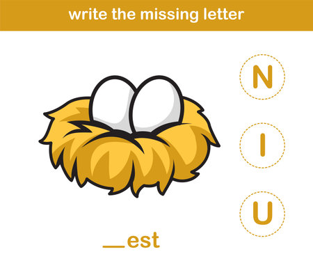 write the missing letter,illustration, vectorのイラスト素材