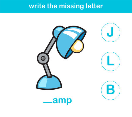 write the missing letter,illustration, vectorのイラスト素材