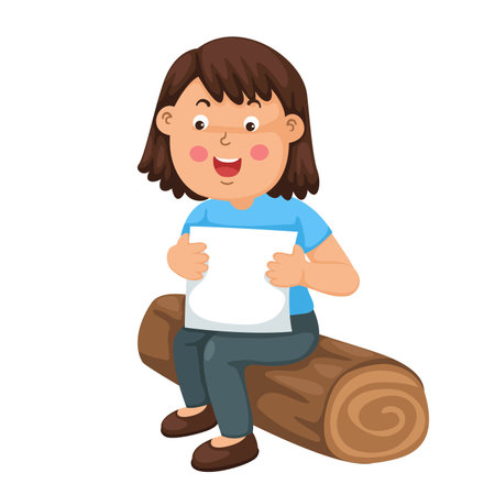 children play educational game by placing blank paper vector character illustrationのイラスト素材