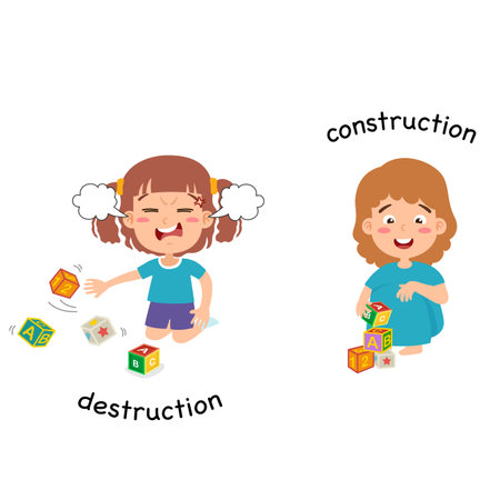 Opposite destruction and construction vector illustrationのイラスト素材
