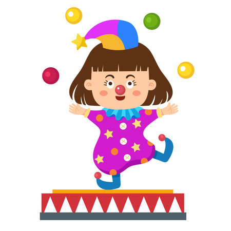 Circus kid character illustration vector on white backgroundのイラスト素材