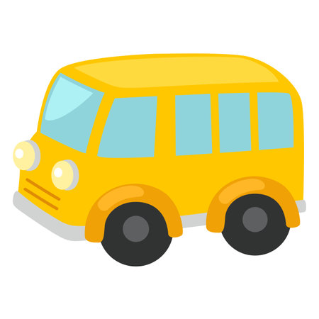yellow van illustration vector on white backgroundのイラスト素材
