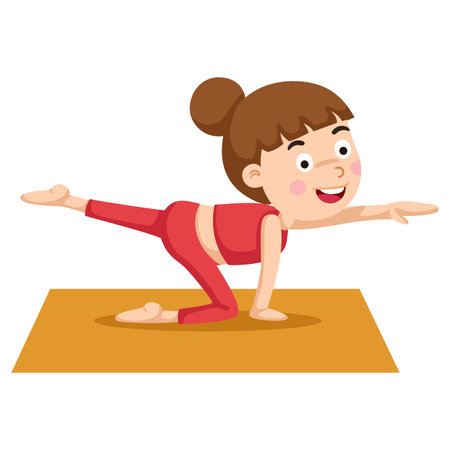 girl stretching illustration vector on white backgroundのイラスト素材