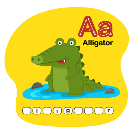 Illustration Isolated Animal Alphabet Letter A-Alligatorのイラスト素材