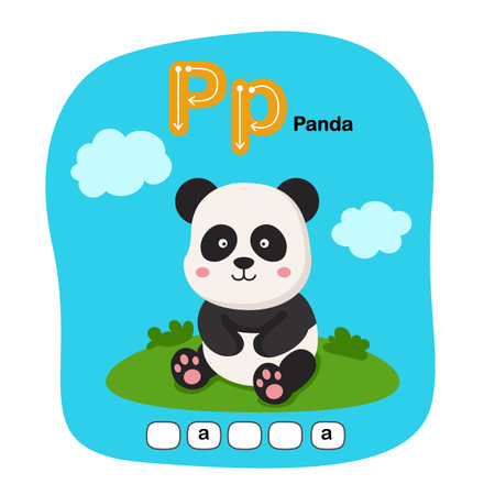Illustration Isolated Animal Alphabet Letter P- Pandaのイラスト素材