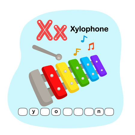 Illustration Isolated Alphabet Letter X- Xylophoneのイラスト素材