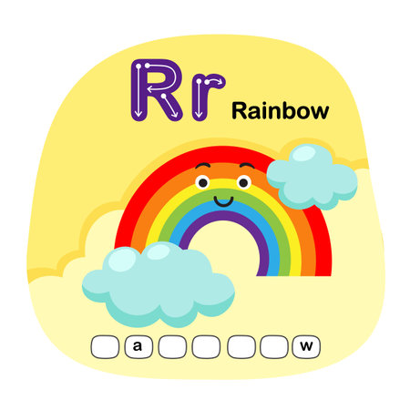 Illustration Isolated Alphabet Letter R- Rainbowのイラスト素材