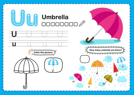 Illustration Isolated Alphabet Letter U-Umbrellaのイラスト素材