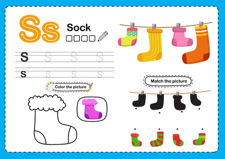Illustration Isolated Alphabet Letter S - Sockのイラスト素材