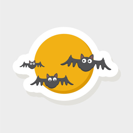 illustration halloween moon sticker iconのイラスト素材