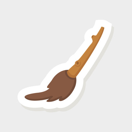 illustration witch broom sticker iconのイラスト素材