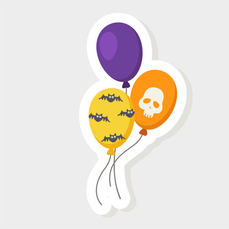 illustration Halloween balloon sticker iconのイラスト素材