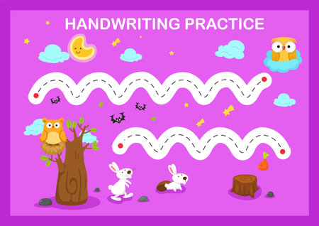 Handwriting practice sheet illustration vectorのイラスト素材