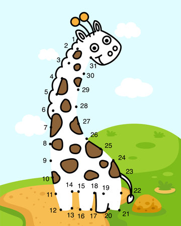 Numbers game education game and coloring book for children vector illustrationのイラスト素材