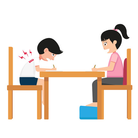 wrong and right ways positions for sitting writing on book illustration vectorのイラスト素材