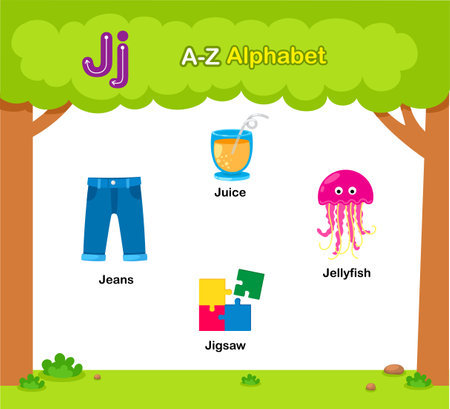 Alphabet Letter J education vocabulary illustration vectorのイラスト素材