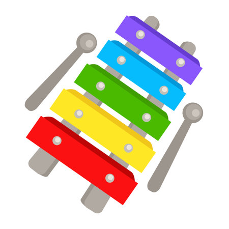 illustration of colorful wooden xylophone with sticks white on background vectorのイラスト素材