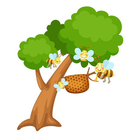 illustration of isolated cartoon bee on white backgroundのイラスト素材