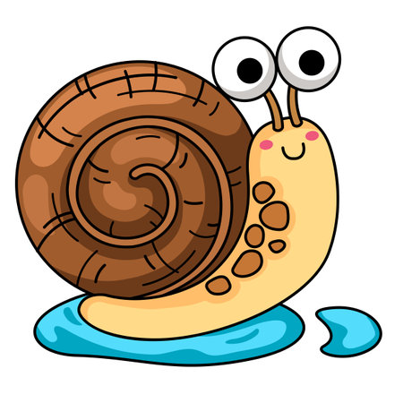 Hand drawn snail character illustration, vectorのイラスト素材