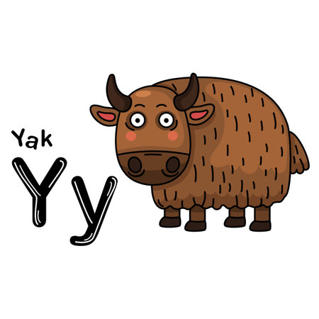 Illustration Isolated Animal Alphabet Letter Y-Yakのイラスト素材