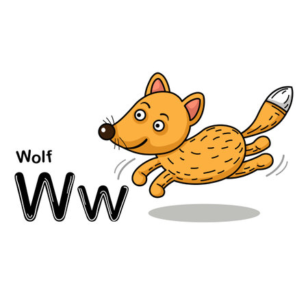 Illustration Isolated Animal Alphabet Letter W-Wolfのイラスト素材