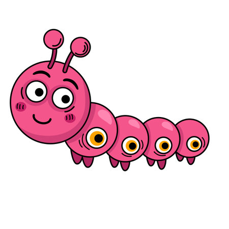 Hand drawn worm character illustration, vectorのイラスト素材