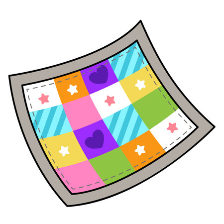 illustration of colorful quilt outline white on background vector