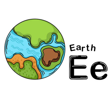 Illustration Isolated Alphabet Letter E-Earthのイラスト素材