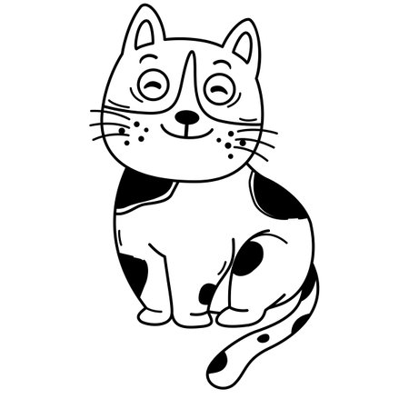 Hand drawn cat character illustration, vectorのイラスト素材