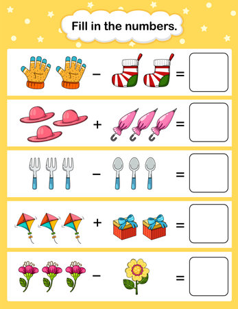 fill in the number education worksheet for kids illustration vectorのイラスト素材