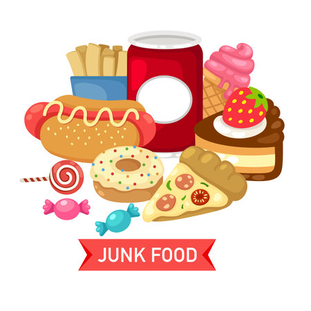 junk food group vector illustrationのイラスト素材
