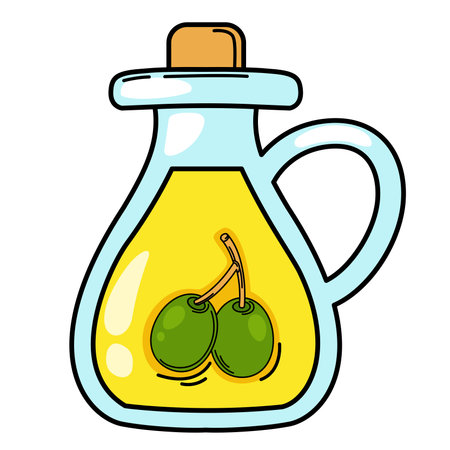 illustration of olive oil bottle outline on a white backgroundのイラスト素材
