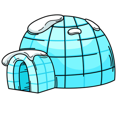 illustration of igloo outline white on background vectorのイラスト素材
