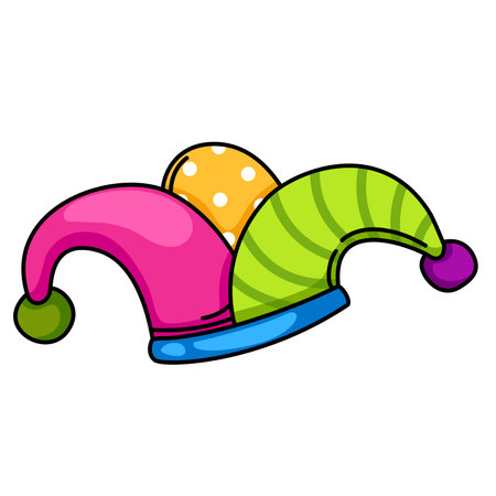 illustration of clown hat outline white on background vectorのイラスト素材