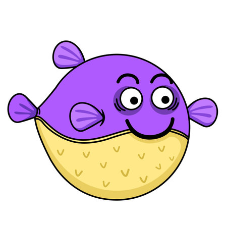 illustration of Puffer fish on a white backgroundのイラスト素材