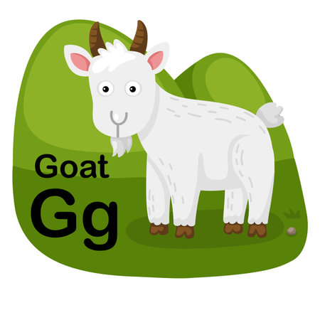 Alphabet Letter G-Goat with cartoon vocabulary illustration, vectorのイラスト素材