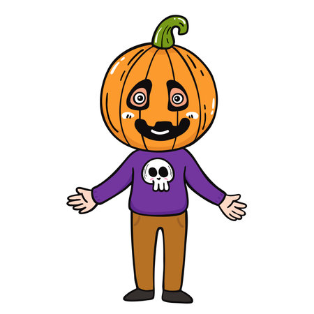 illustration halloween child wearing  costume hand drawn outline conceptのイラスト素材