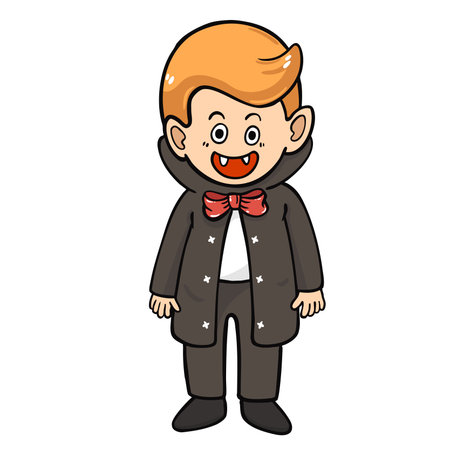 illustration halloween child wearing  costume hand drawn outline conceptのイラスト素材