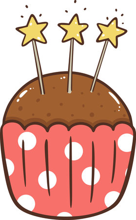 cute cupcake cartoon doodle hand drawnのイラスト素材
