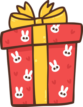 gift box cartoon doodle hand drawnのイラスト素材