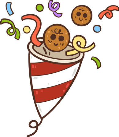 popper party cartoon doodle hand drawnのイラスト素材