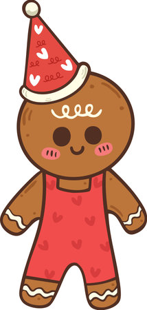 Gingerbread christmas cookie illustration cartoon hand drawnのイラスト素材