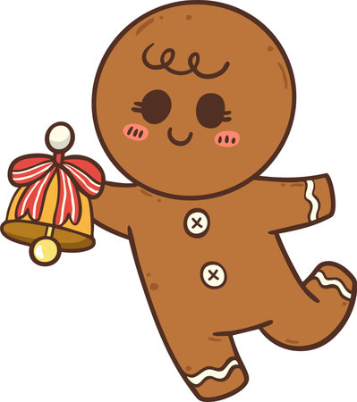 Gingerbread christmas cookie illustration cartoon hand drawnのイラスト素材