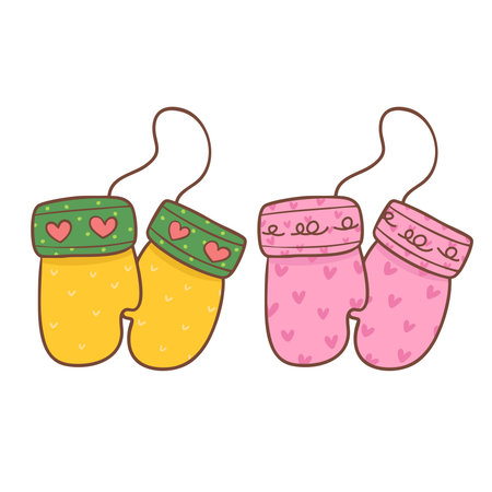 Christmas glove cartoon doodle hand drawnのイラスト素材